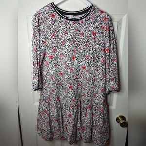 Cato Est. 1946 black & white with pink flowers drop waist dress size medium